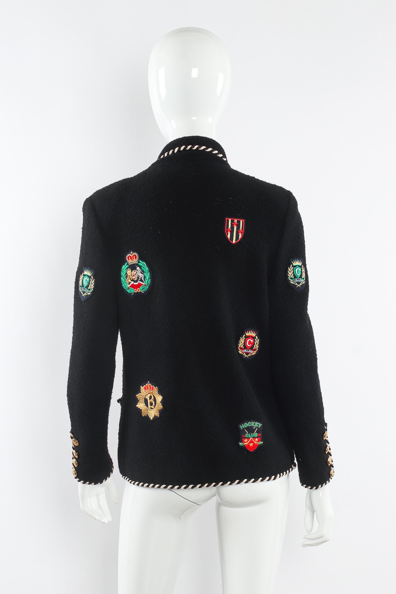 Vintage Adolfo Collegiate Crest Appliqué Jacket II mannequin back @ Recess LA