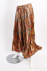 Vintage Adolfo Paisley Lamé Pleated Palazzo Pant on mannequin flow at Recess Los Angeles