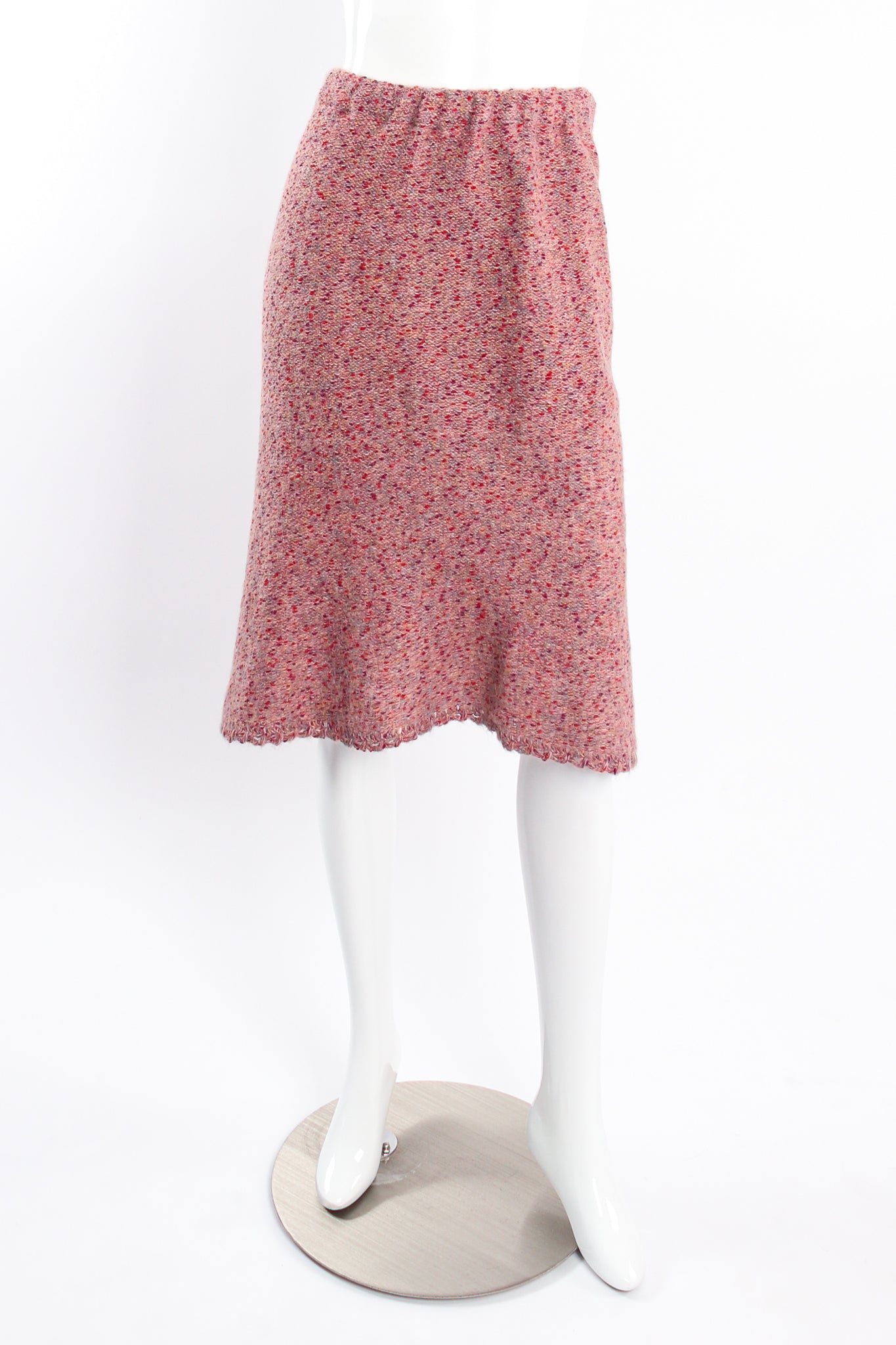 Vintage Adolfo Fox Fur Knit Sweater Skirt Set on Mannequin front at Recess Los Angeles