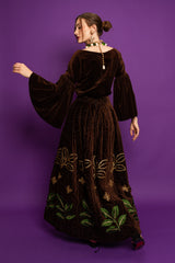 Vintage Adolfo Velvet Leaf Embroidered Top & Skirt Set on Model @ Recess LA