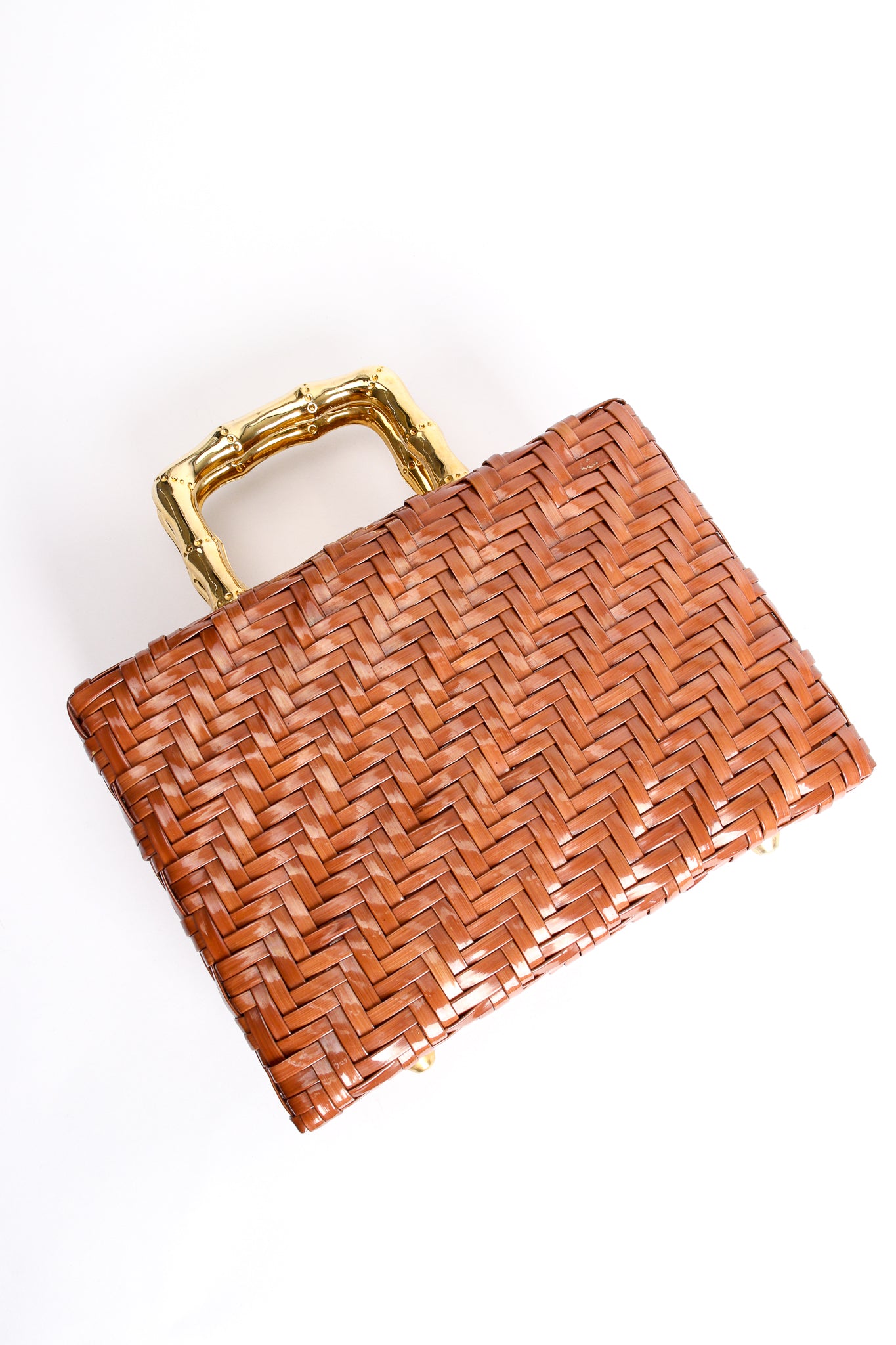 Vintage Plastic Herringbone Wicker Box Bag at Recess Los Angeles