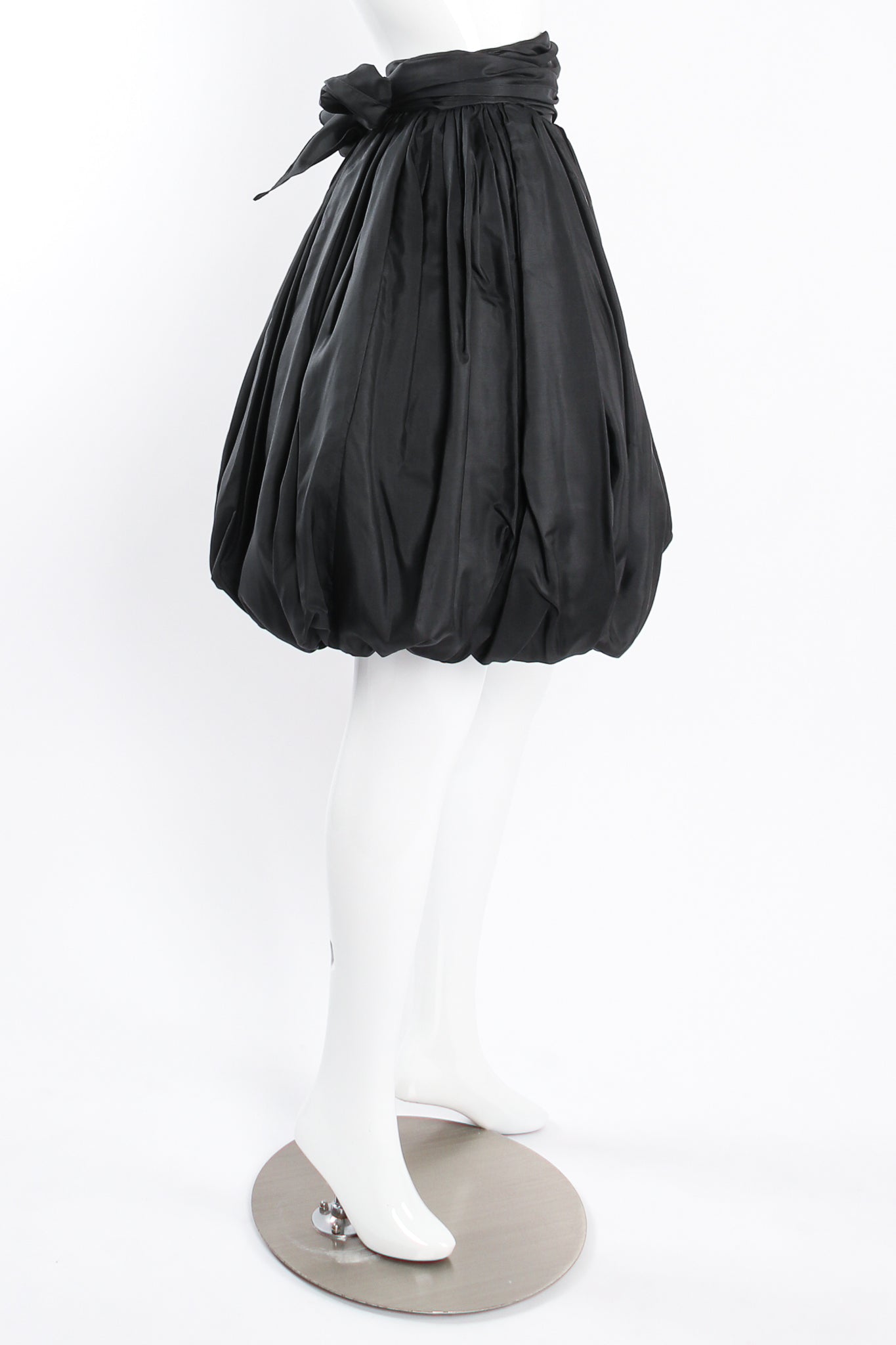 Vintage Adrienne Vittadini Gathered Silk Bubble Skirt on Mannequin side at Recess Los Angeles