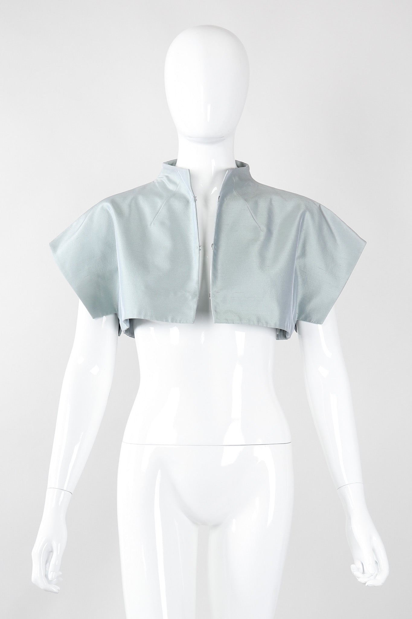 Recess Los Angeles Vintage Akris Raw Silk Mandarin Collar Crop Top