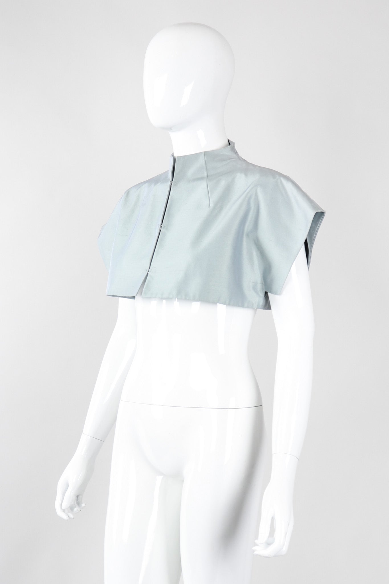 Recess Los Angeles Vintage Akris Raw Silk Mandarin Collar Crop Top