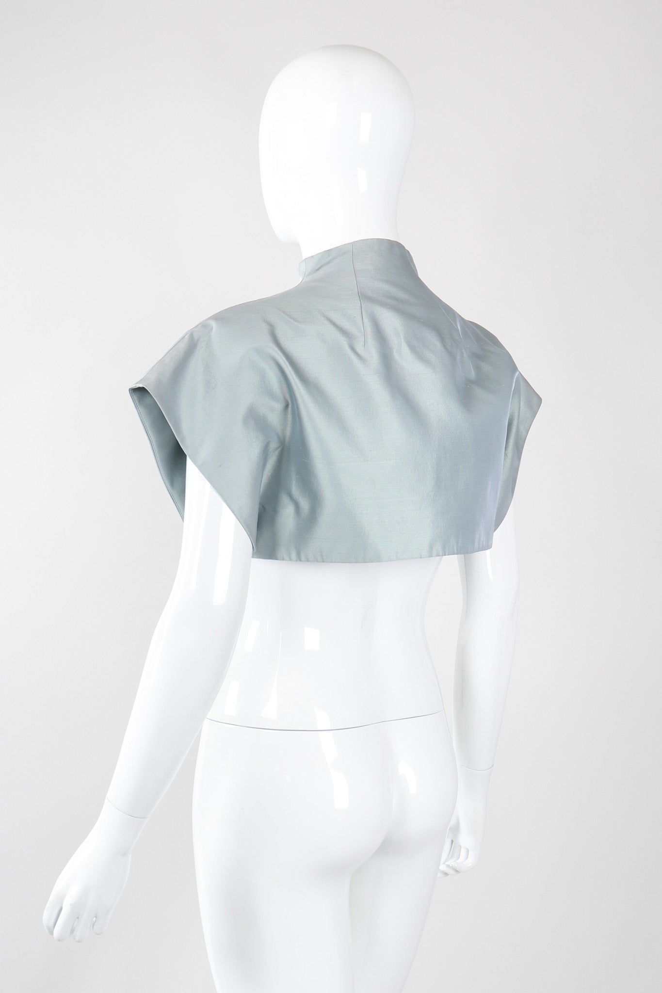 Recess Los Angeles Vintage Akris Raw Silk Mandarin Collar Crop Top