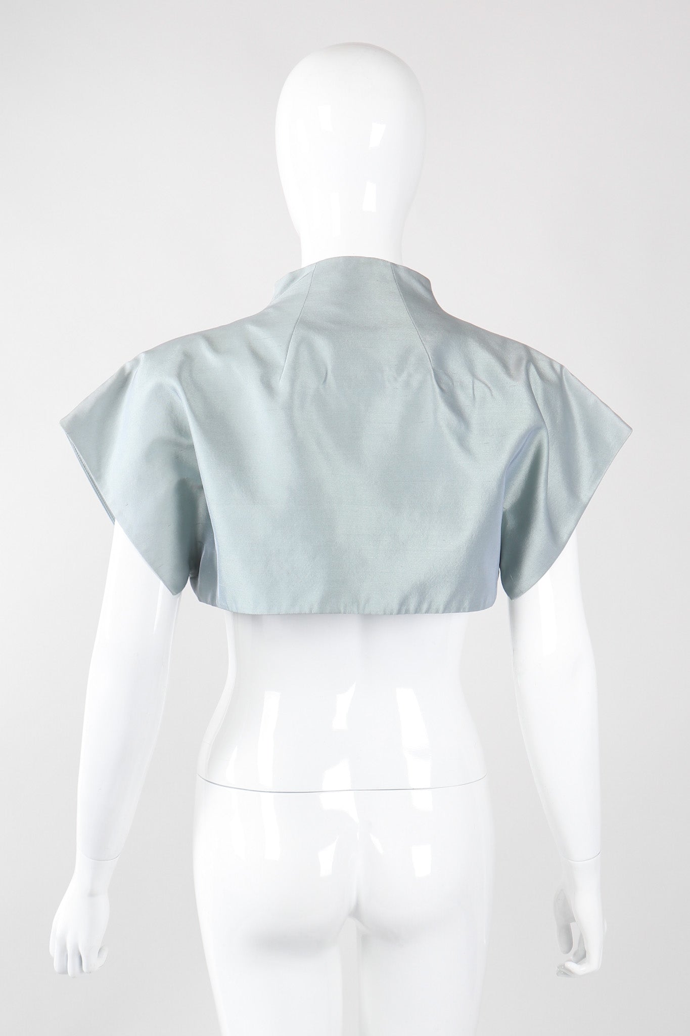 Recess Los Angeles Vintage Akris Raw Silk Mandarin Collar Crop Top