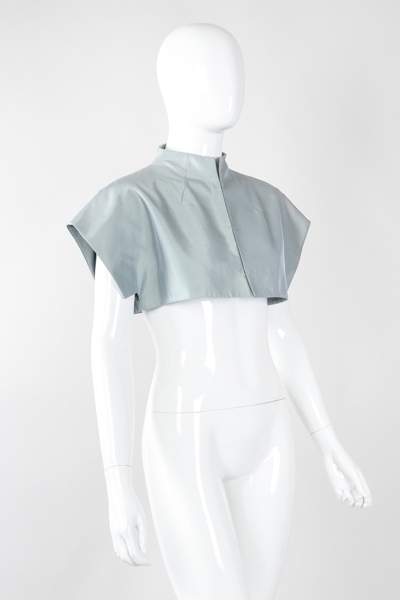 Recess Los Angeles Vintage Akris Raw Silk Mandarin Collar Crop Top