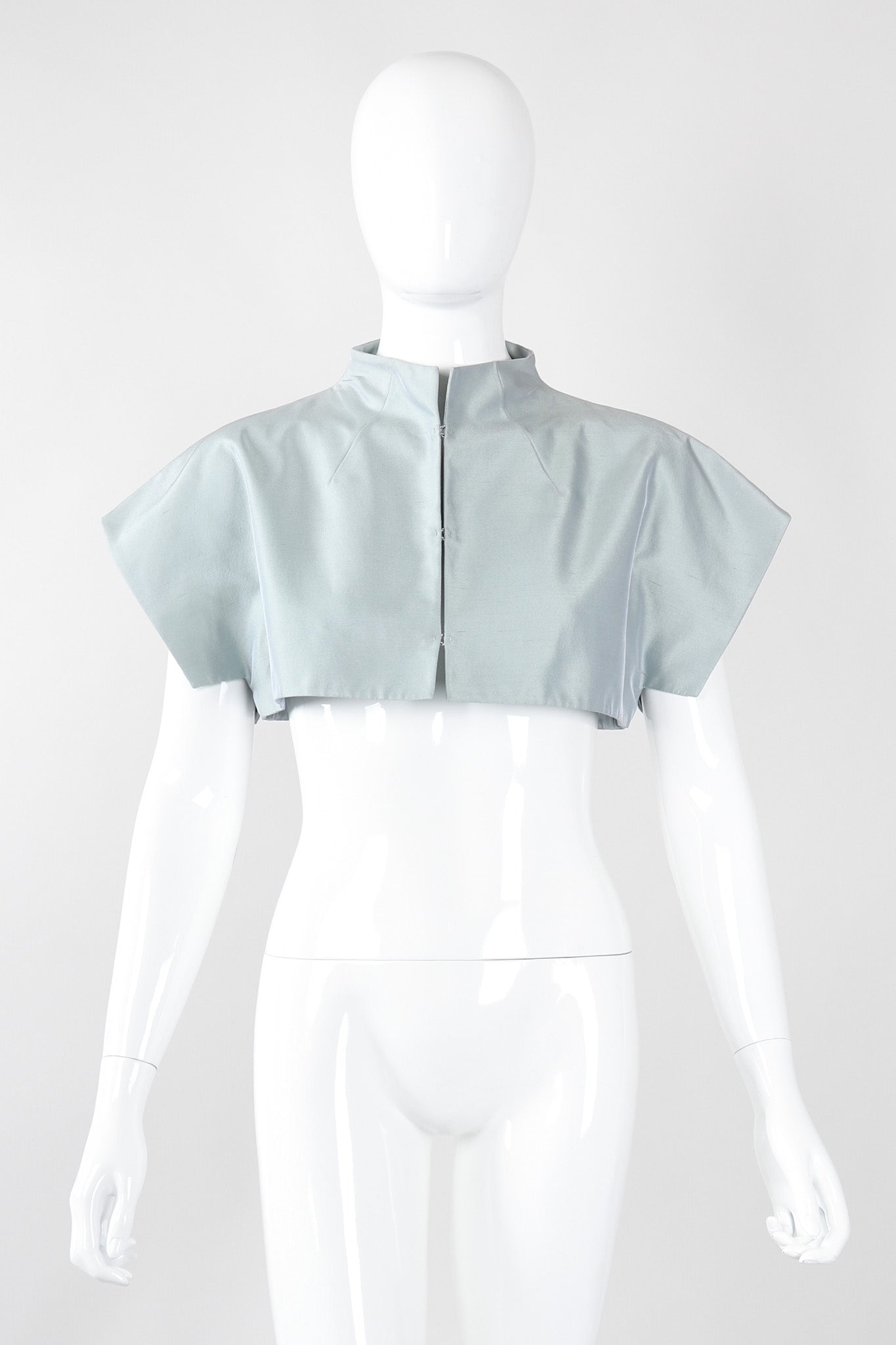 Recess Los Angeles Vintage Akris Raw Silk Mandarin Collar Crop Top