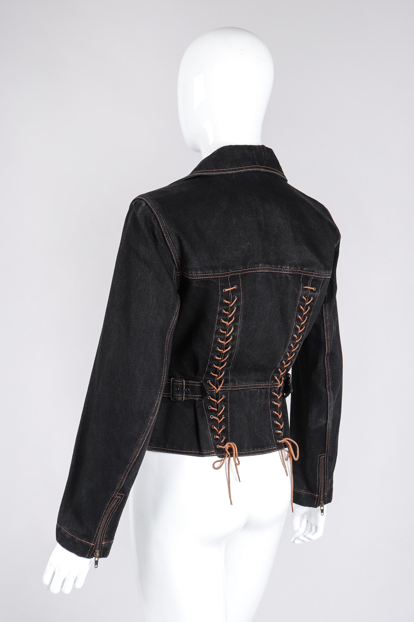 Recess Los Angeles Vintage Alaia Denim Baseball Laced Moto Jacket