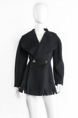 Vintage Alaïa Shawl Collar Wool Carwash Peplum Jacket on mannequin front at Recess Los Angeles