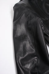 Vintage Alaia Leather Bustier Corset Jacket sleeve creases & scratch at Recess Los Angeles