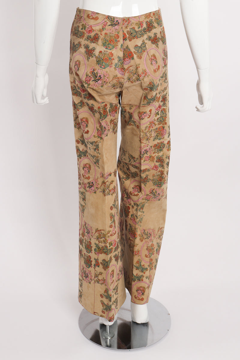 Vintage Alan Austin Portrait Printed Suede Pant on Mannequin back at Recess Los Angeles