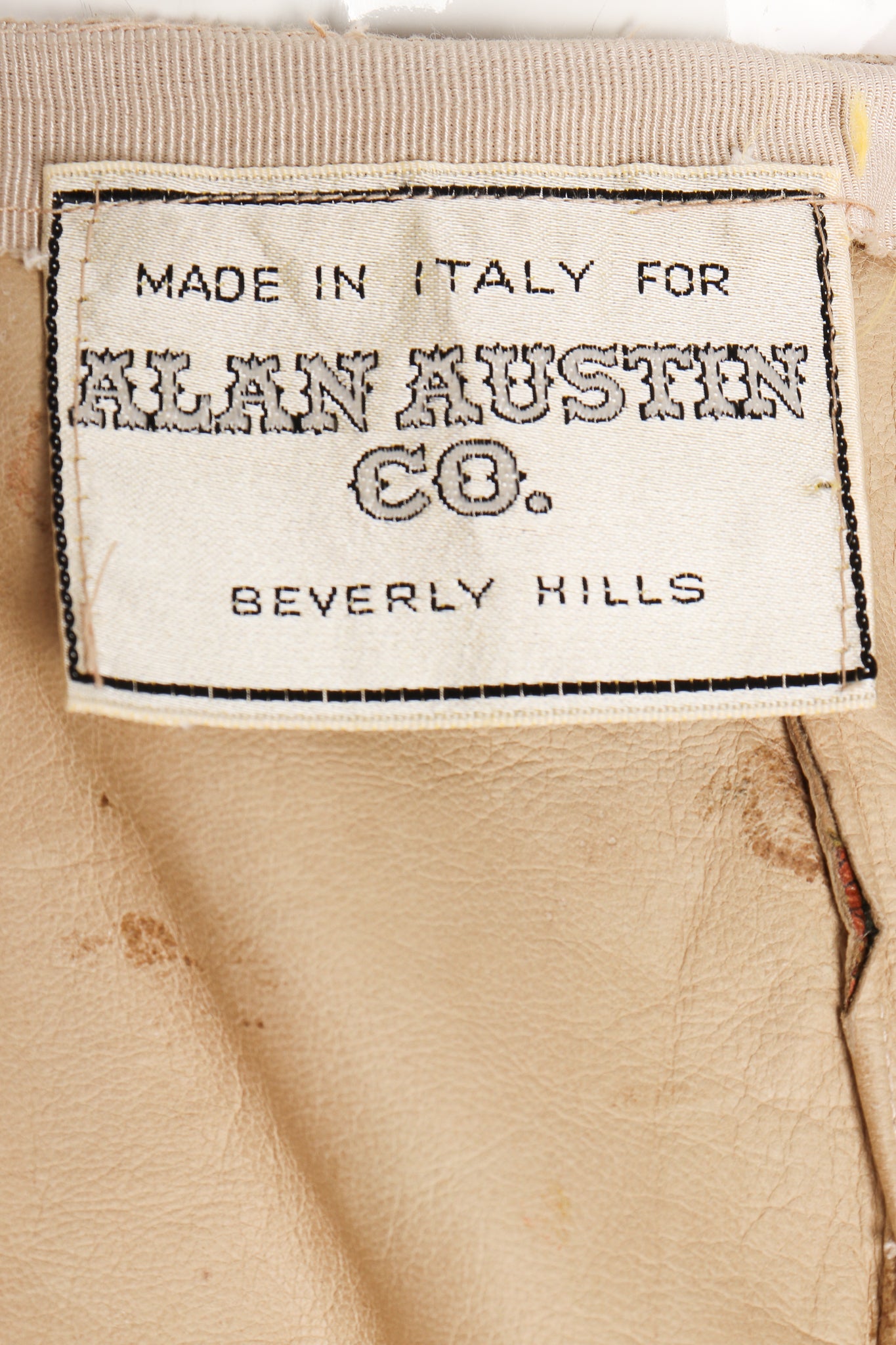 Vintage Alan Austin Portrait Printed Suede Pant label at Recess Los Angeles