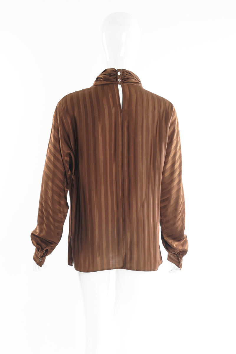 Vintage Alan Austin Chocolate Silk Stripe Blouse on Mannequin back at Recess Los Angeles