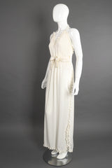 Vintage Albert Capraro Ruffle Wrap Halter Dress Bridal Wedding on Mannequin angle at Recess LA