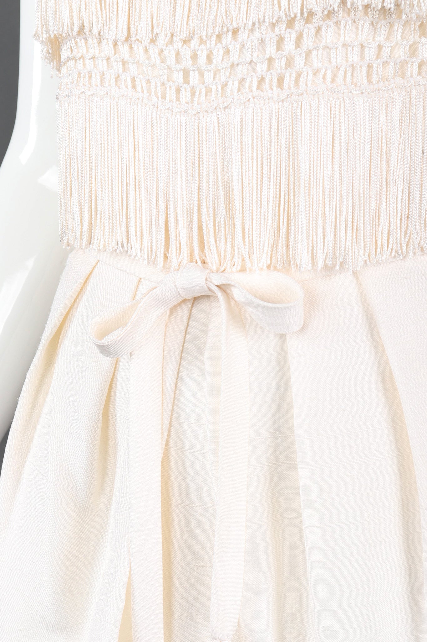 Recess Los Angeles Vintage Albert Nipon Raw Silk Fringed Bateau Cocktail Wedding Bridal Dress