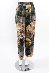 Vintage Alberto Makali Jungle Print Vest & Pant Set on Mannequin pant front at Recess LA