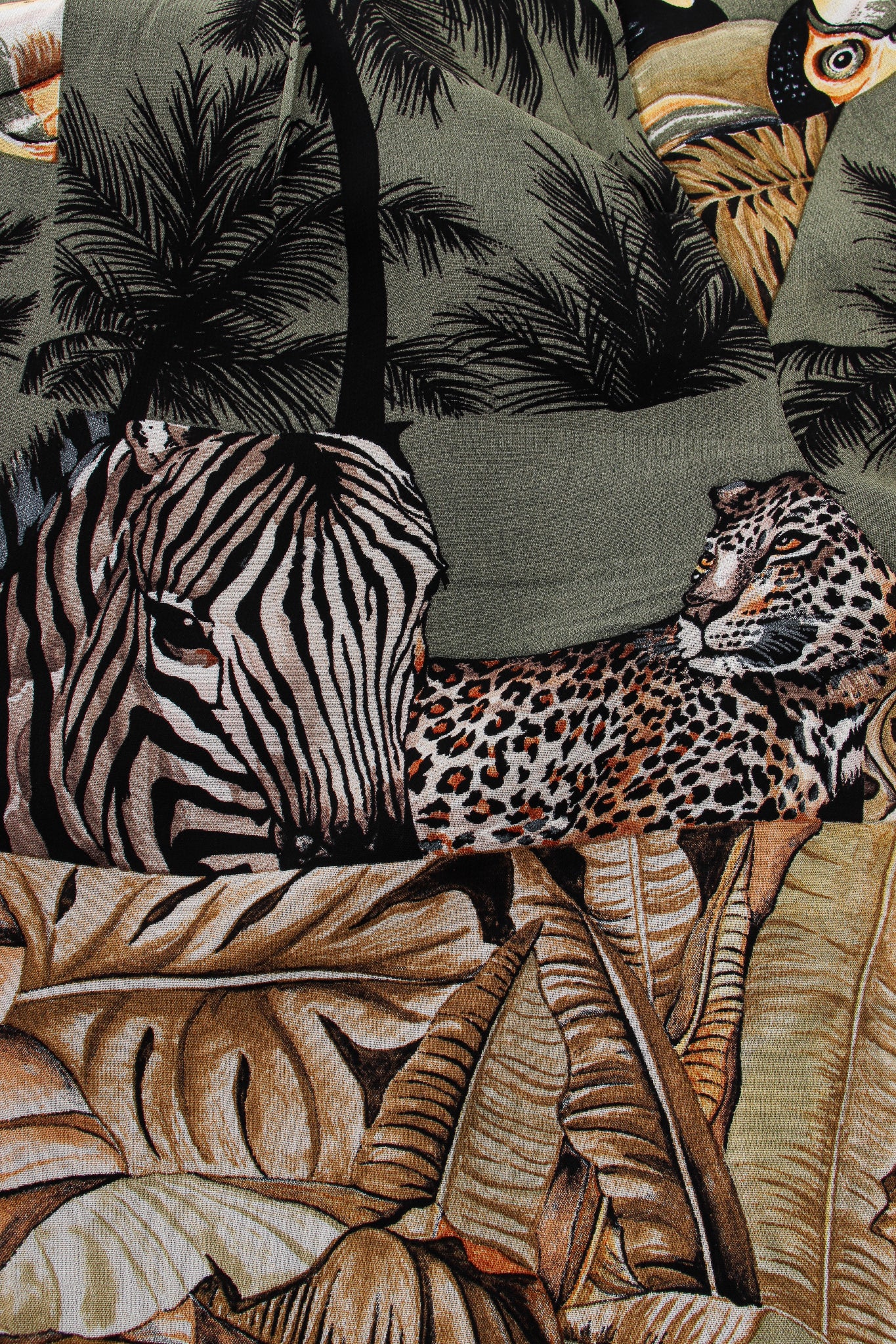 Vintage Alberto Makali Jungle Print Vest & Pant Set print detail at Recess LA