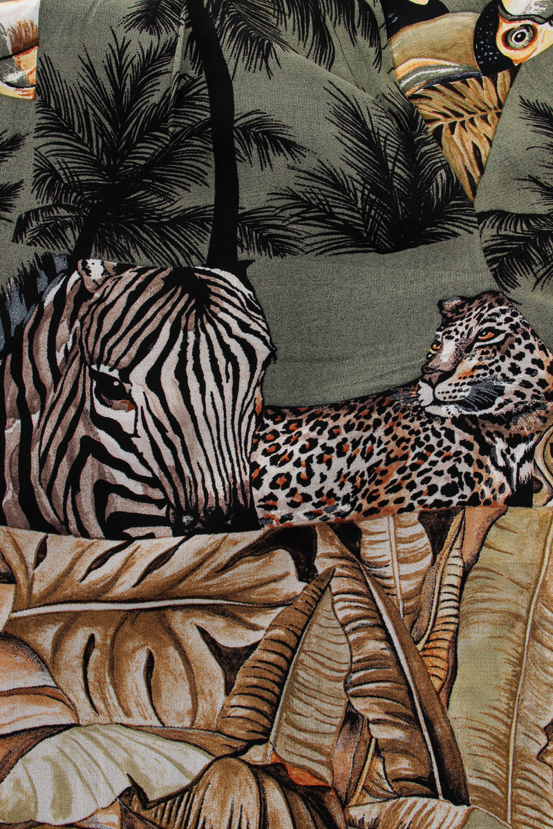 Vintage Alberto Makali Jungle Print Vest & Pant Set print detail at Recess LA