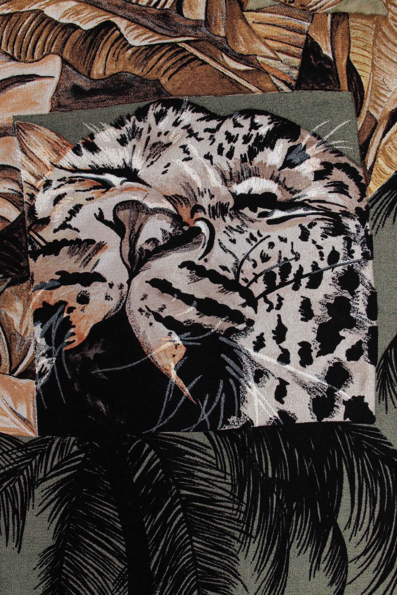 Vintage Alberto Makali Jungle Print Vest & Pant Set print detail at Recess LA