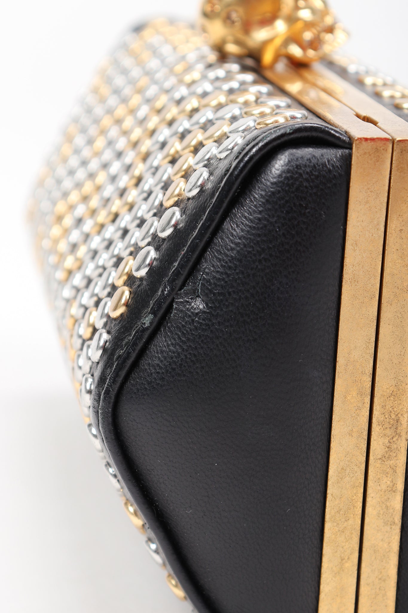 Studded Leather Hexagon Clutch