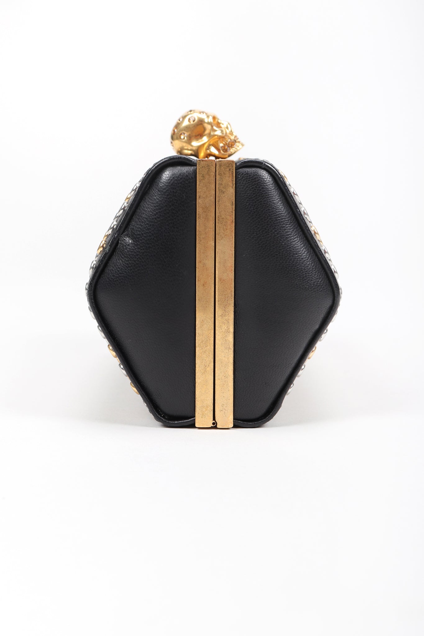 Studded Leather Hexagon Clutch