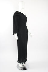 Vintage Alfred Bosand Asymmetrical Pleated Sleeve Gown on Mannequin angle at Recess Los Angeles