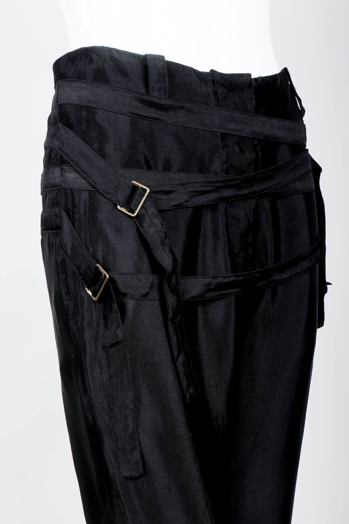 Vintage Ann Demeulemeester Gothic Multi-Strap Waist Pant on Mannequin Waist Detail at Recess