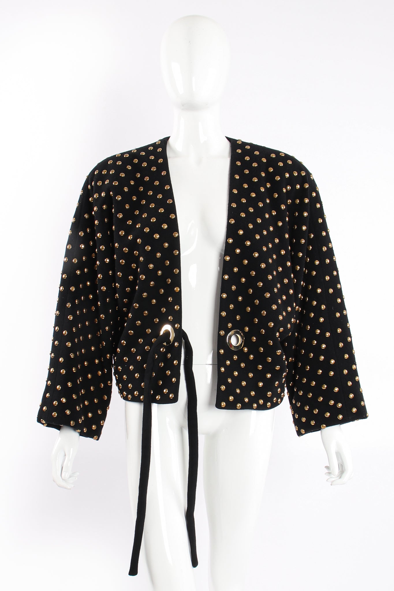 Vintage Anne Klein Studded Dolman Tie Jacket on Mannequin open at Recess Los Angeles