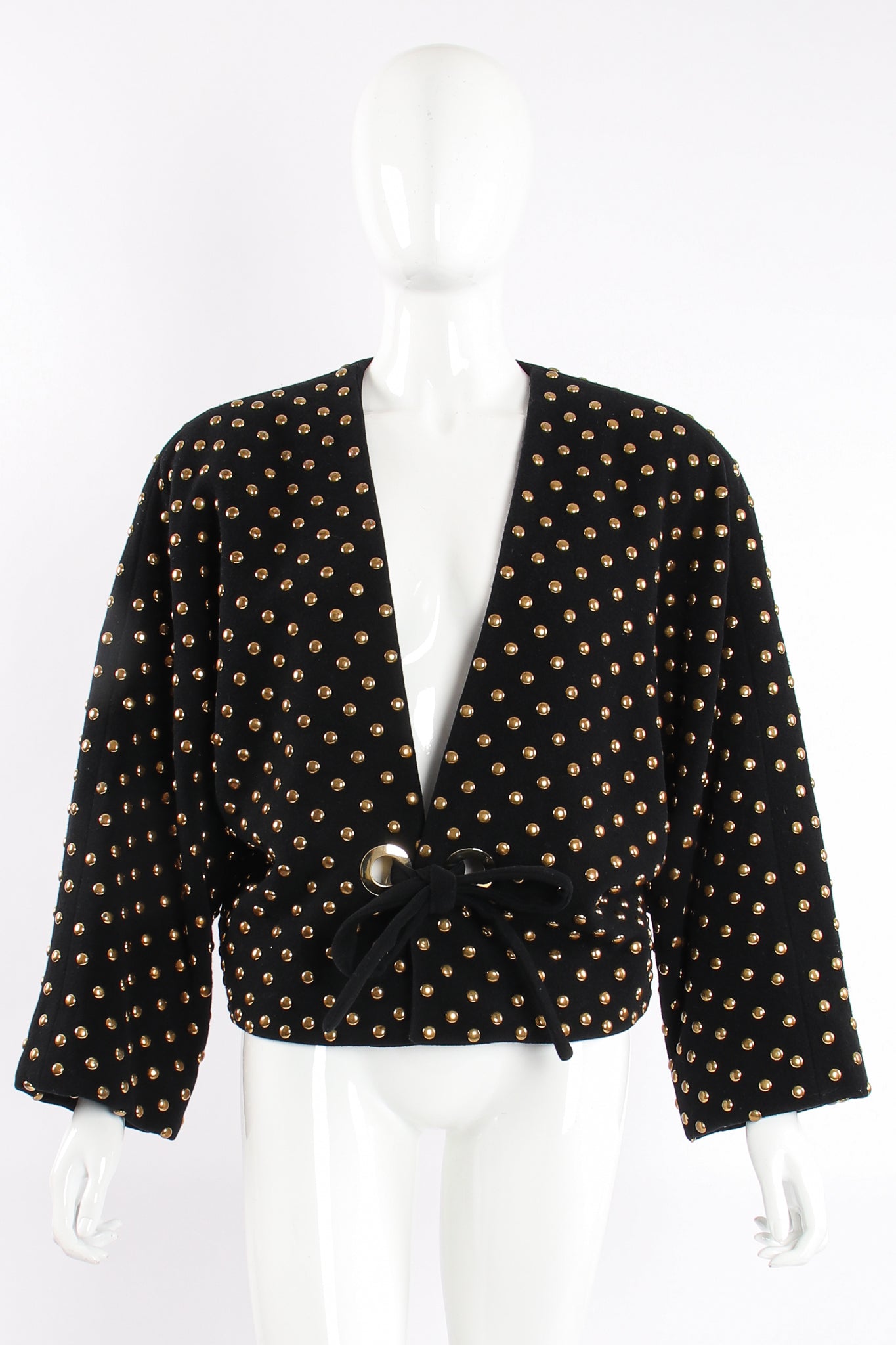 Vintage Anne Klein Studded Dolman Tie Jacket on Mannequin front at Recess Los Angeles