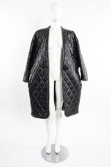 Vintage Anne Klein Quilted Leather Cocoon Coat on Mannequin front open at Recess Los Angeles