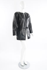 Vintage Anne Klein Leather Curved Shoulder Jacket on Mannequin angle at Recess Los Angeles