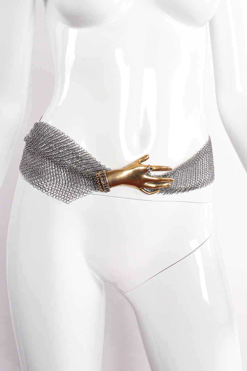 Gold Hand Buckle Mesh Wrap Belt