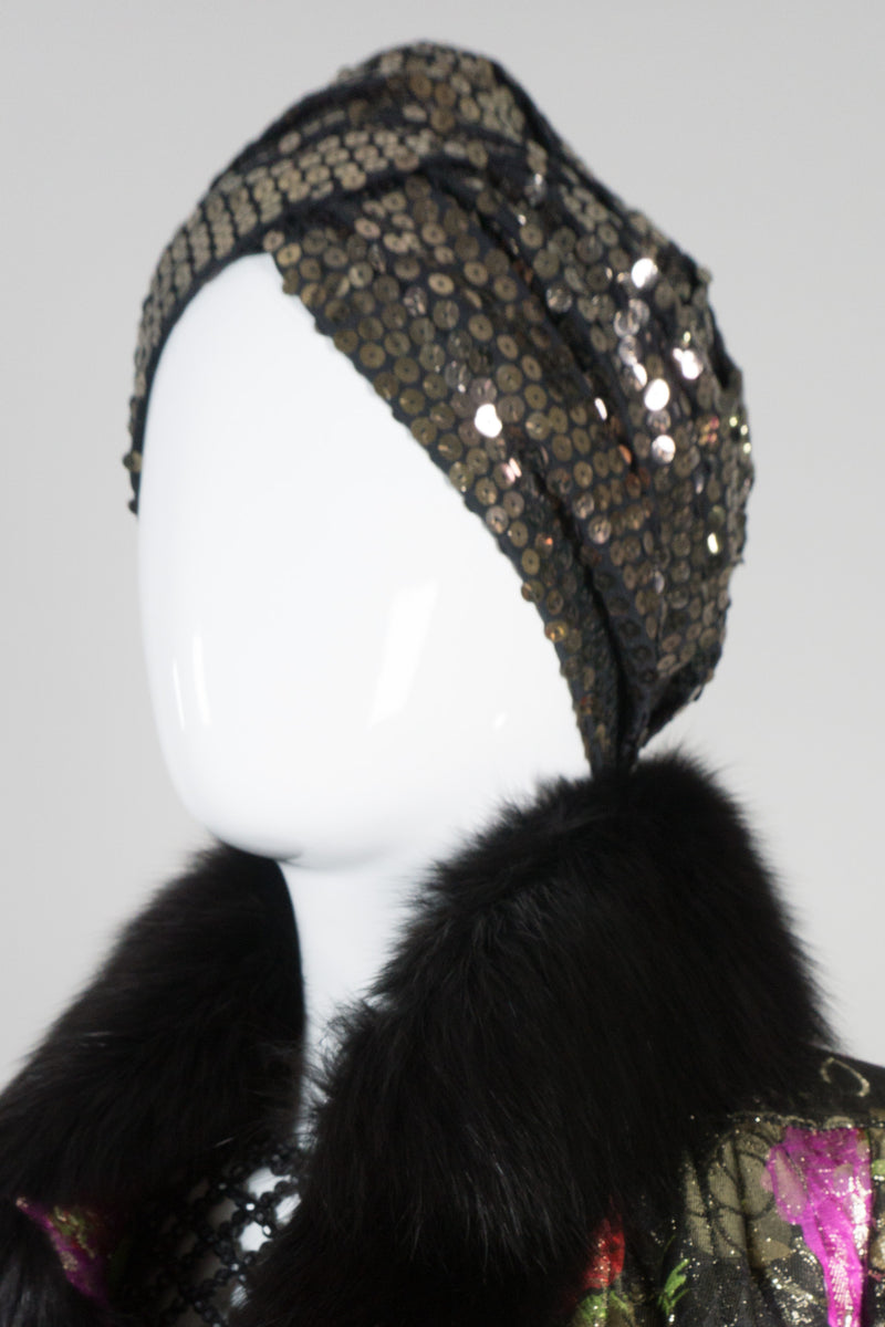 Armand Beverly Hills Vintage Bronze Gold Sequined Turban