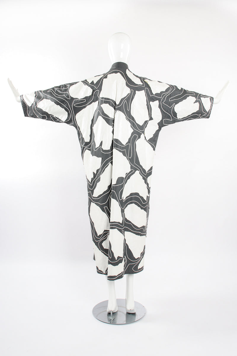 Vintage Auntie Macassar Leather Appliqué Kimono Duster Coat on Mannequin wide back at Recess LA