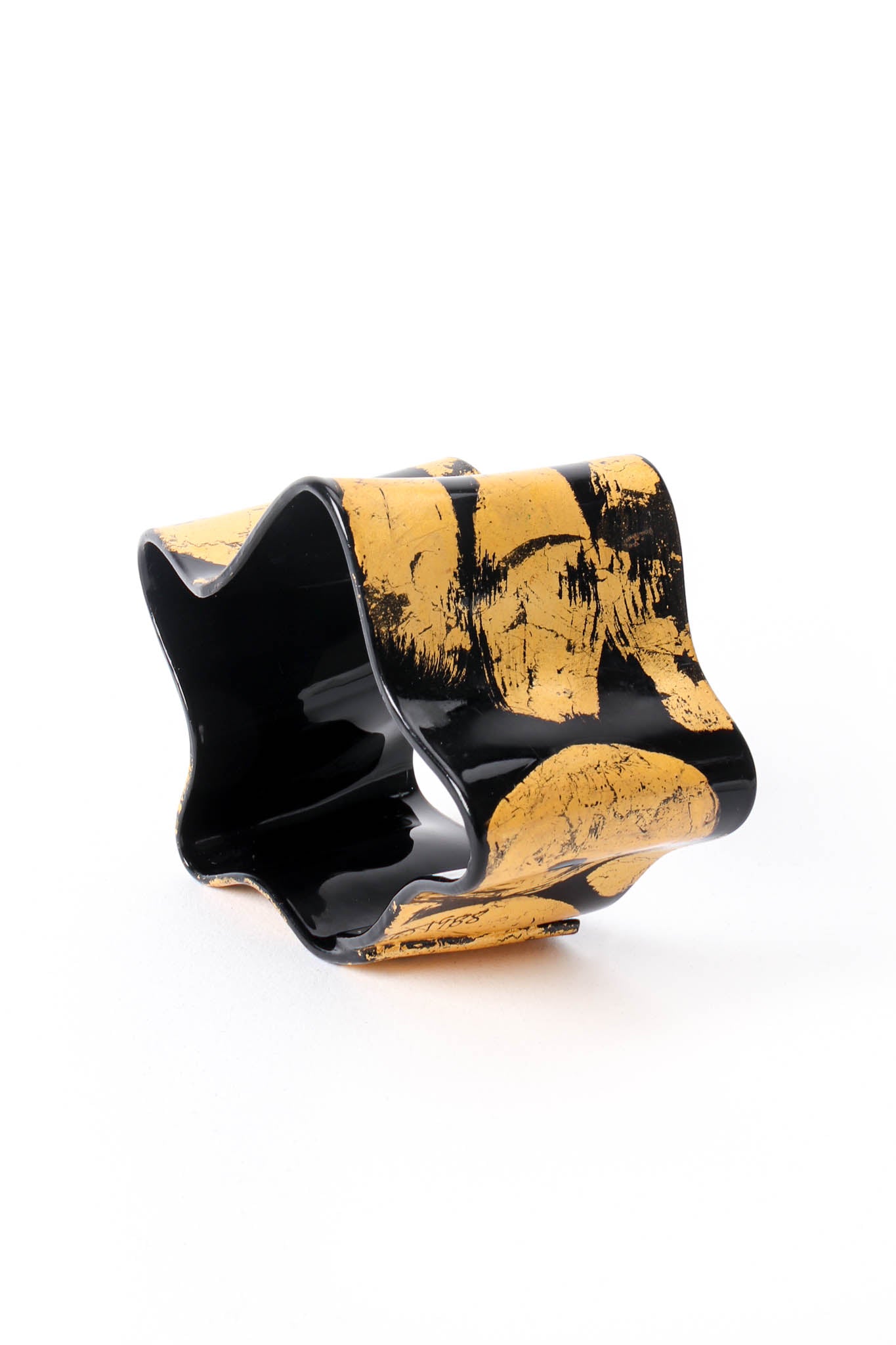 Vintage Bill Schiffer Abstract Hand-Painted Cuff Bracelet side at Recess Los Angeles