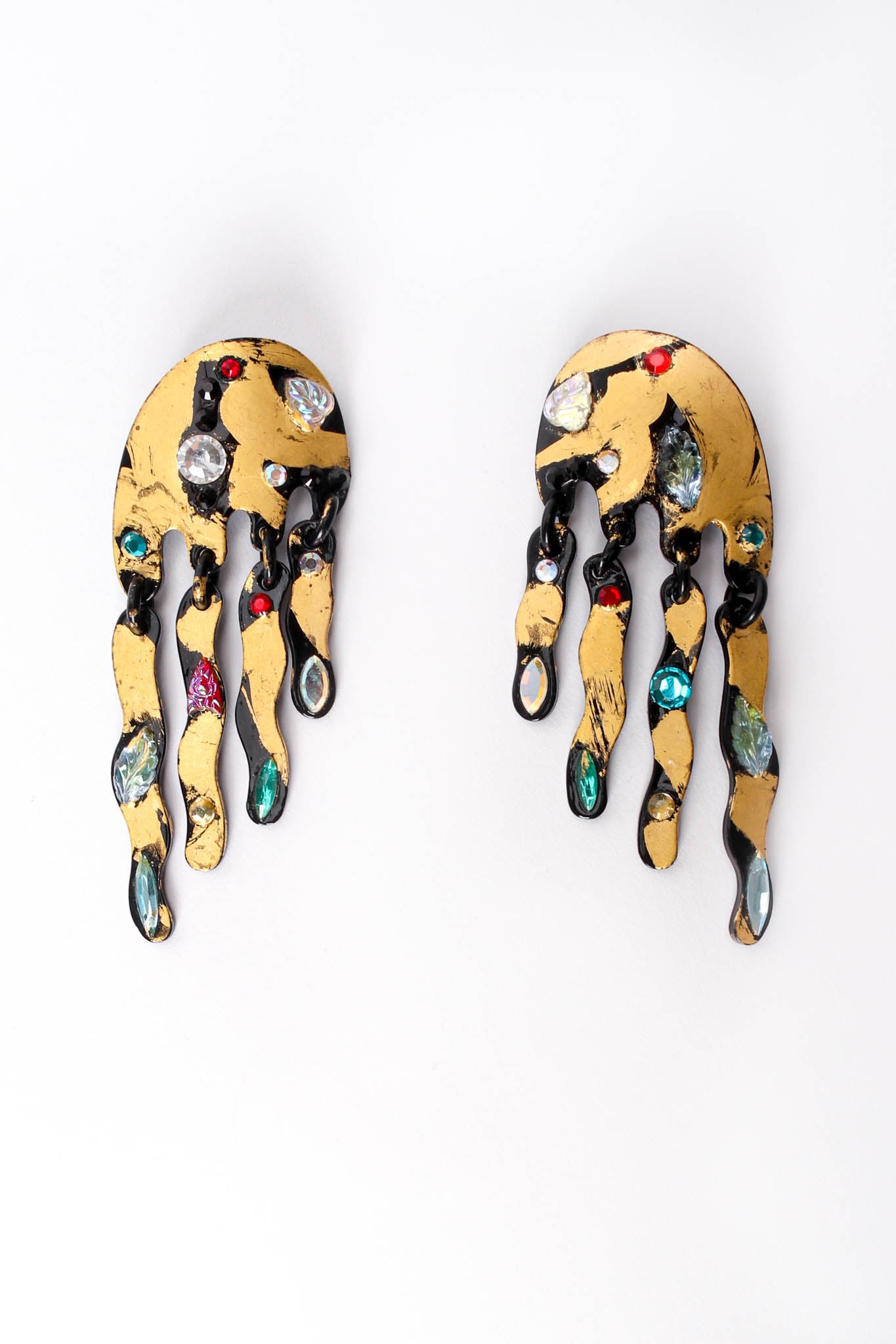 Vintage Bill Schiffer Freeform Fringe Earrings front at Recess Los Angeles