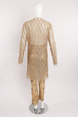 bback Badgley Mischka Gold Mesh Fringe Jacket & Sequin Pant Set on Mannequin front at Recess LA