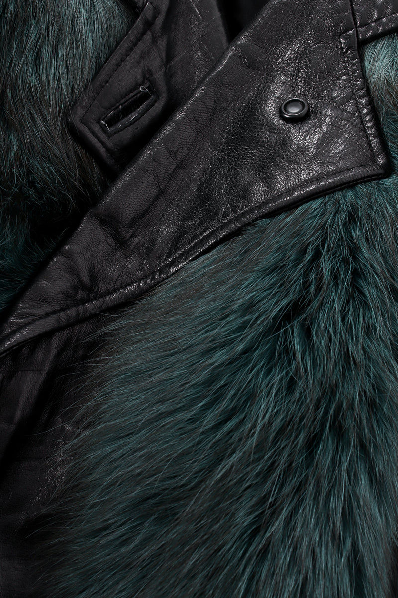 Vintage Balenciaga Leather Fox Fur Cocoon Coat collar at Recess Los Angeles