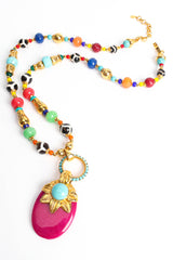 Vintage Barrera Beaded Glass Pendant Necklace front @ Recess Los Angeles