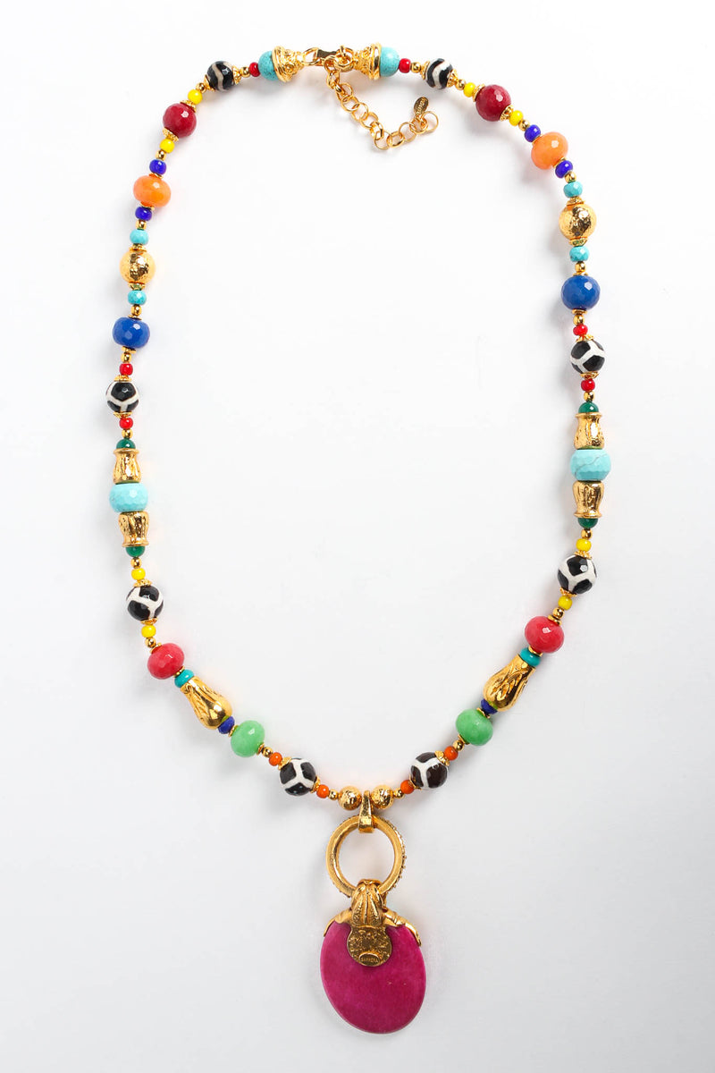 Vintage Barrera Beaded Glass Pendant Necklace back flat @ Recess Los Angeles