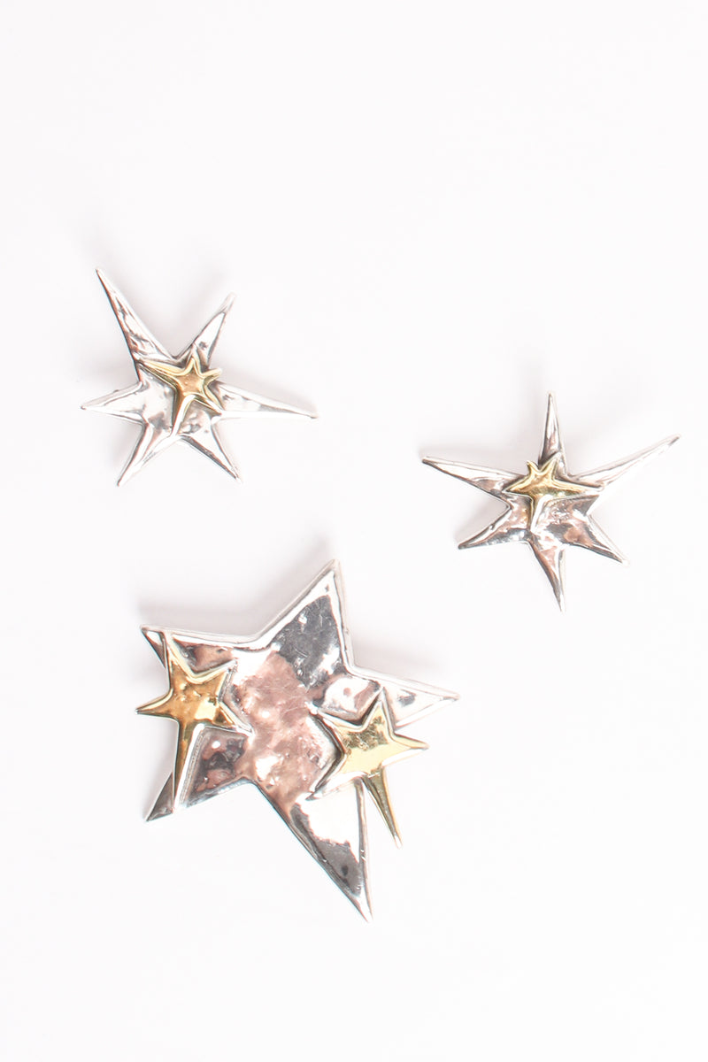 Vintage 925 Sterling Star Earrings & Brooch Set at Recess Los Angeles