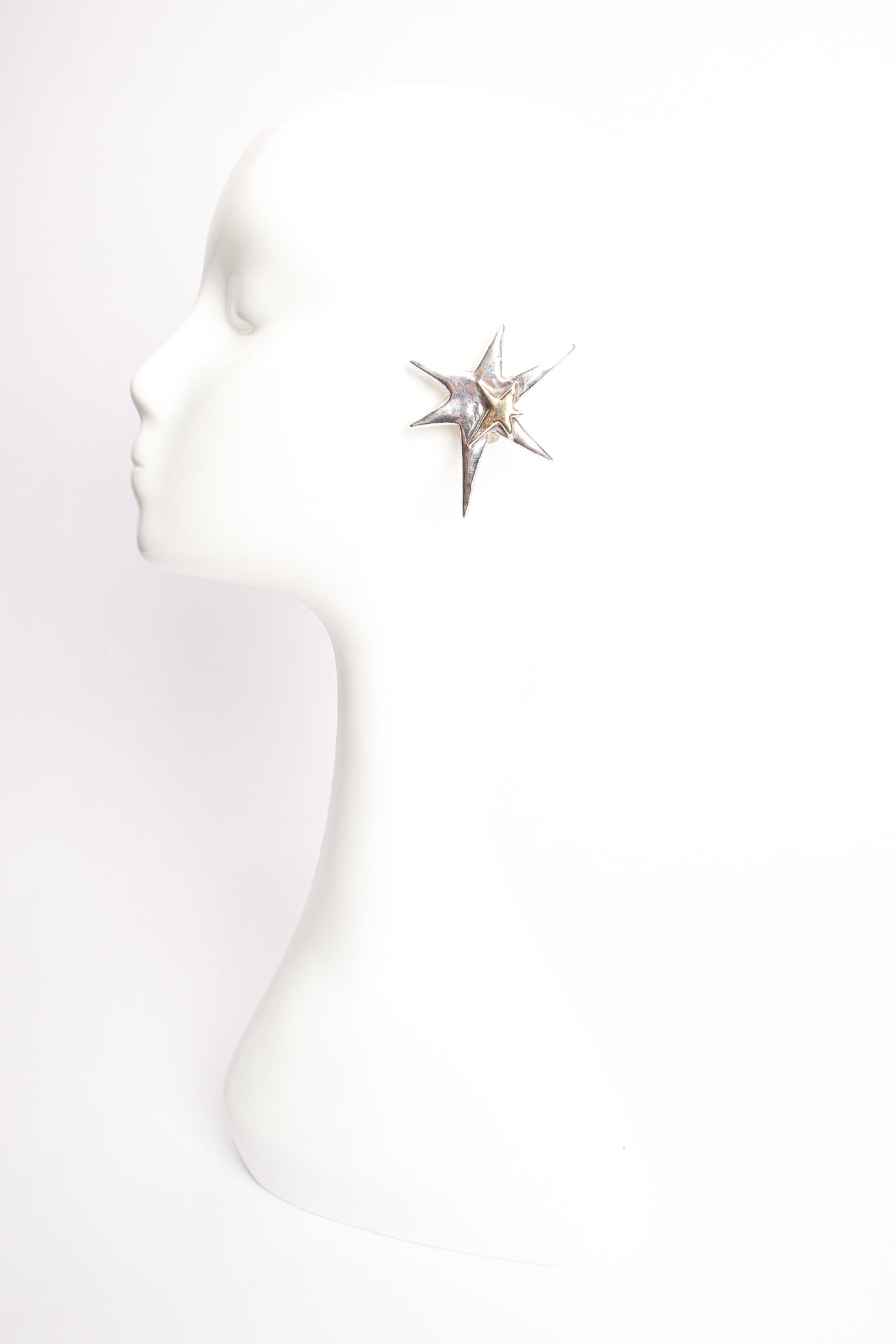 Vintage 925 Sterling Star Earrings & Brooch on mannequin at Recess Los Angeles