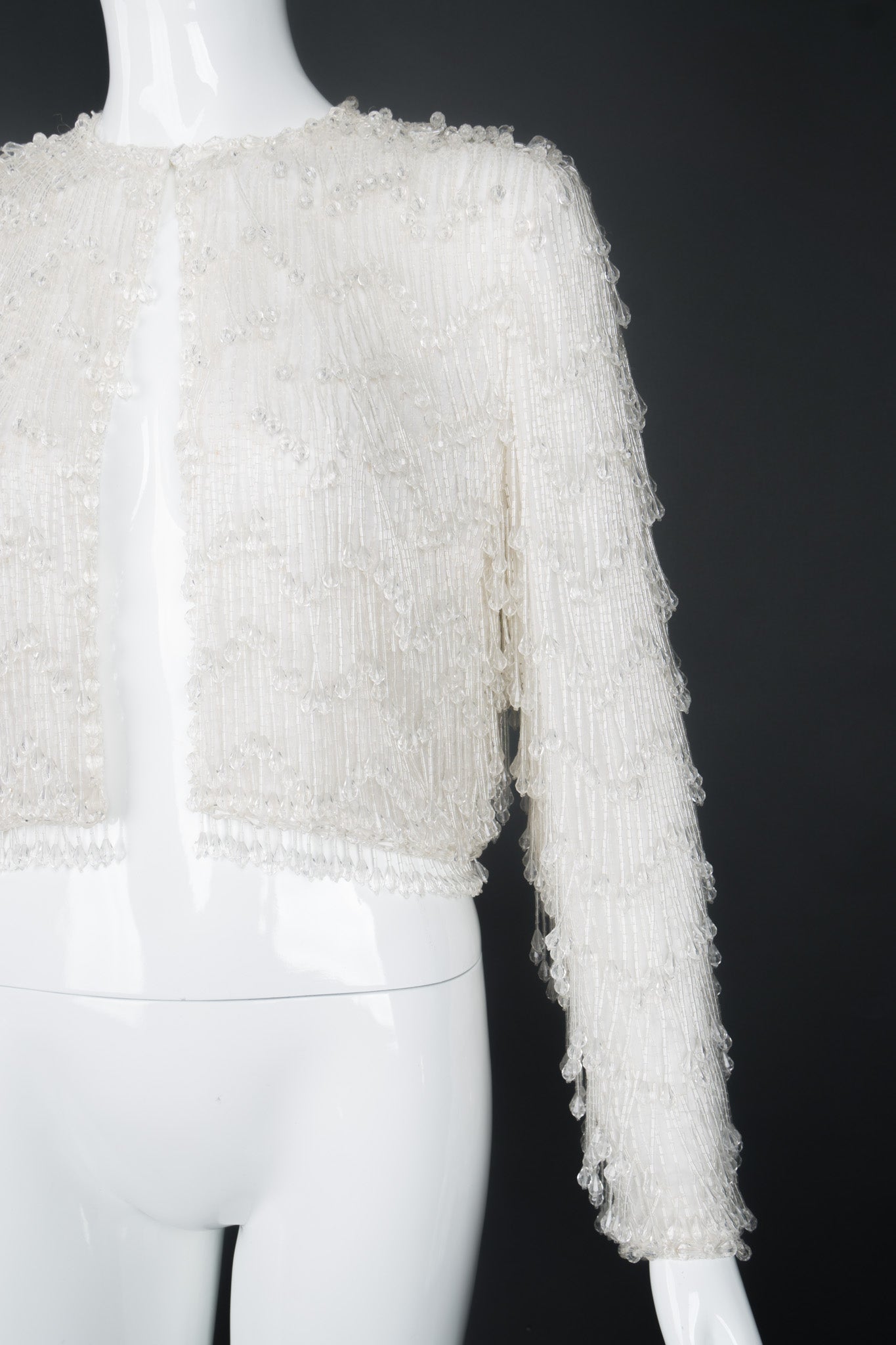 Vintage Teardrop Crystal Bead Fringe Jacket