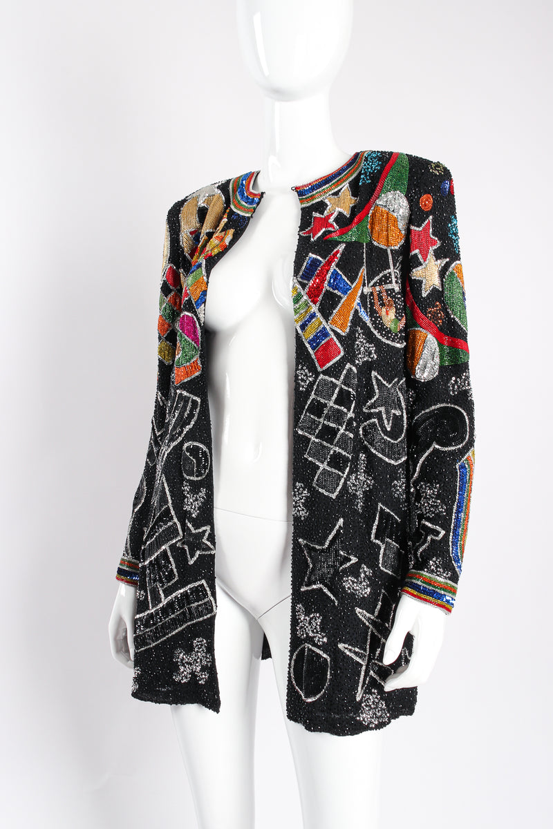 Vintage Beaujon Beaded Circus Trapeze Jacket on mannequin angle at Recess Los Angeles