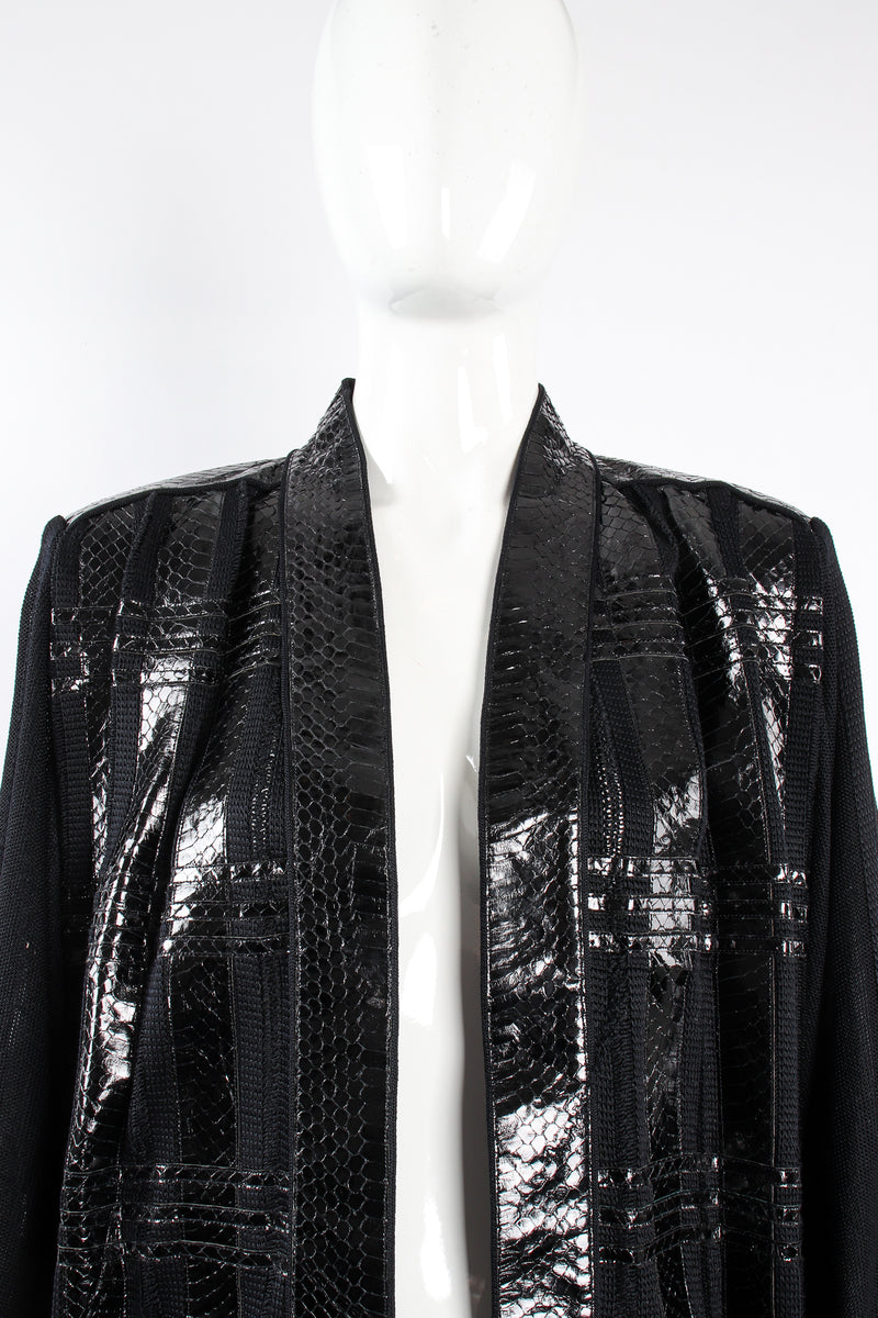 Vintage Beltrami Sheer Plaid Snake Batwing Jacket on Mannequin shoulder at Recess Los Angeles