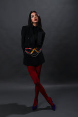 Geometric wing reptile leather belt on model @recessla