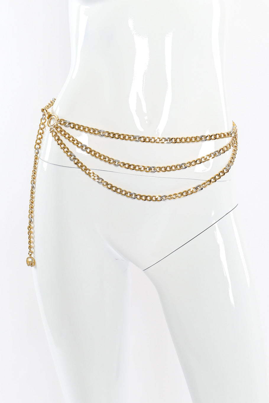 Vintage St. John draped chain belt front on mannequin @recessla