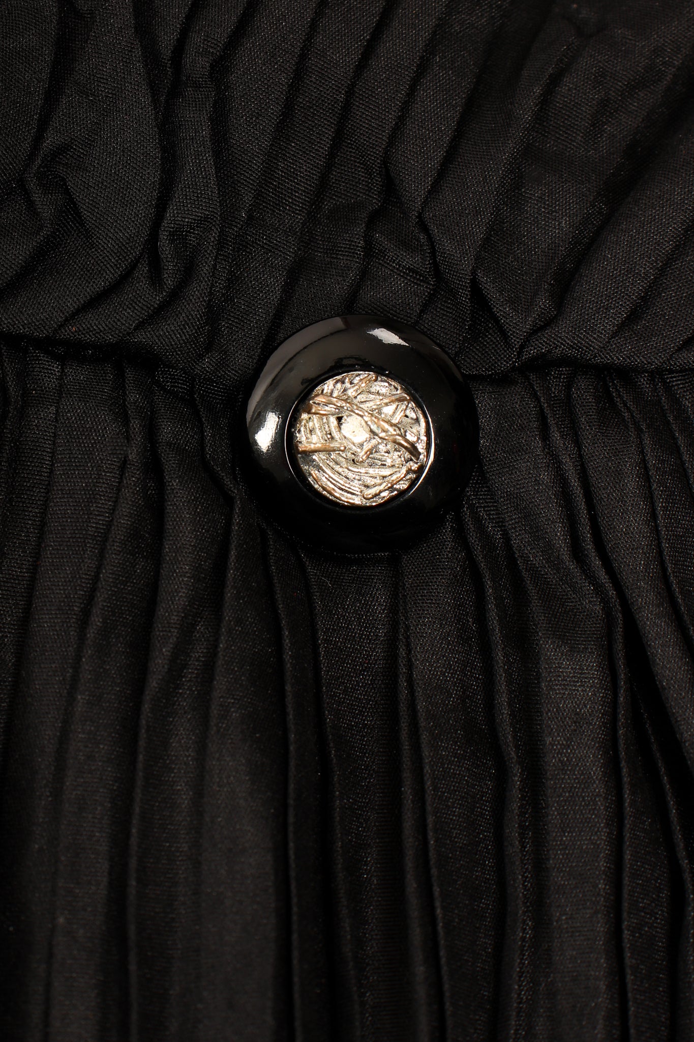 Vintage Bernard Perris Pleated Peplum Collar Jacket button detail at Recess Los Angeles