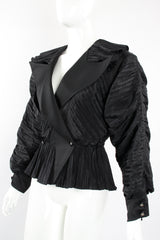 Vintage Bernard Perris Pleated Peplum Collar Jacket on Mannequin angle crop at Recess Los Angeles